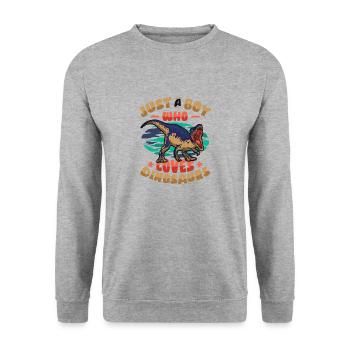 Just A Boy Who Loves Dinosaurs. Young Dinosaur - Unisex Sweatshirt - salt & pepper - Front - Alina (178cm) & Michal (187cm)