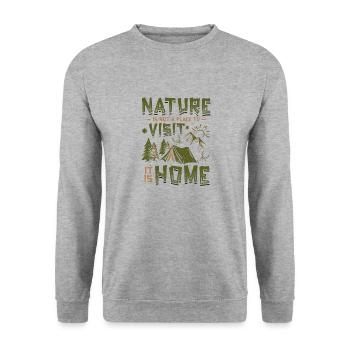 Die Natur Ist Kein Ort, Den Man Besucht. - Unisex Pullover - Weißgrau meliert - Vorne - Alina (178cm) & Michal (187cm)