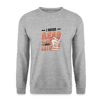 Bookworm reading books, cats. - Unisex Sweatshirt - salt & pepper - Front - Alina (178cm) & Michal (187cm)