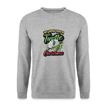 Nous vous souhaitons un Noël riche en tortues. - Sweat-shirt Unisexe - gris chiné - Devant - Alina (178cm) & Michal (187cm)