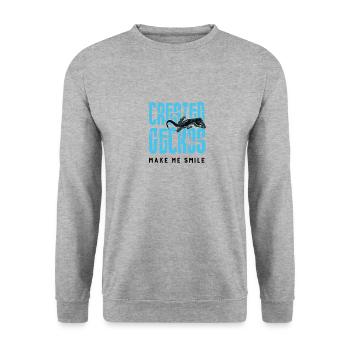 Geckos bringen mich zum Lächeln Nette Schopfgecko - Unisex Pullover - Weißgrau meliert - Vorne - Alina (178cm) & Michal (187cm)