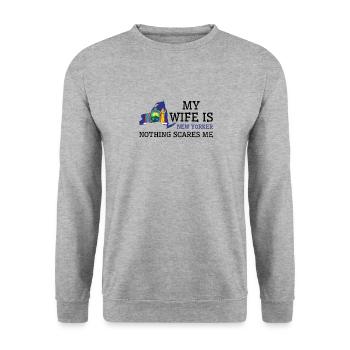 Nichts macht mir Angst New Yorker Ehefrau New York - Unisex Pullover - Weißgrau meliert - Vorne - Alina (178cm) & Michal (187cm)
