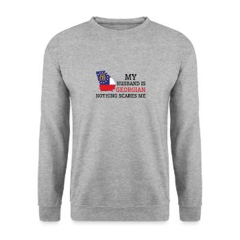 Rien ne me fait peur mari géorgien - Sweat-shirt Unisexe - gris chiné - Devant - Alina (178cm) & Michal (187cm)