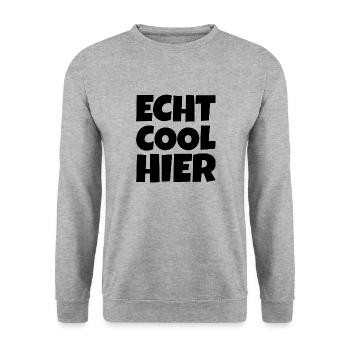Echt Cool Hier - Unisex Pullover - Weißgrau meliert - Vorne - Alina (178cm) & Michal (187cm)