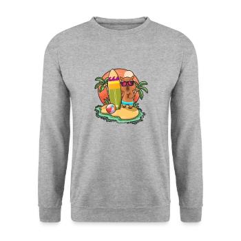 Funny Capybara Surf Lovers Cool Surfboard Surfing - Unisex Sweatshirt - salt & pepper - Front - Alina (178cm) & Michal (187cm)