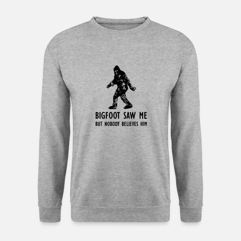 Bigfoot hat mich gesehen, aber niemand glaubt ihm - Unisex Pullover - Weißgrau meliert
