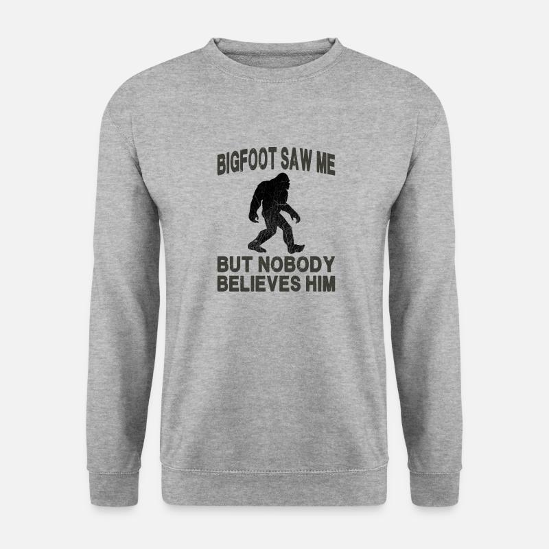 Bigfoot hat mich gesehen, aber niemand glaubt ihm - Unisex Pullover - Weißgrau meliert