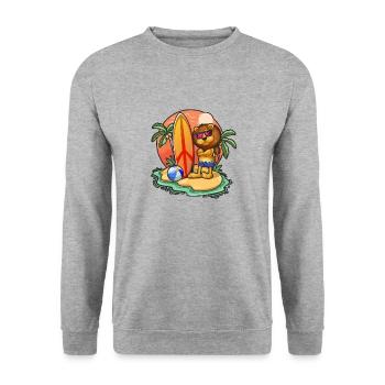 Funny Lion Surf Lovers Cool Surfboard Surfing Pun - Unisex Sweatshirt - salt & pepper - Front - Alina (178cm) & Michal (187cm)
