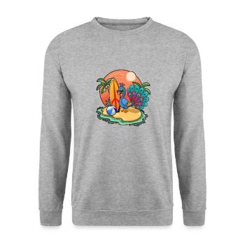 Funny Peacock Surf Lovers Cool Surfboard Surfing - Unisex Sweatshirt - salt & pepper - Front - Alina (178cm) & Michal (187cm)