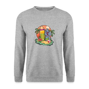 Drôle Rhinoceros Surf Lovers Cool Planche de surf Humour - Sweat-shirt Unisexe - gris chiné - Devant - Alina (178cm) & Michal (187cm)
