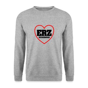 Erzgebirge Kennzeichen Herz Liebe Heimat - Unisex Pullover - Weißgrau meliert - Vorne - Alina (178cm) & Michal (187cm)