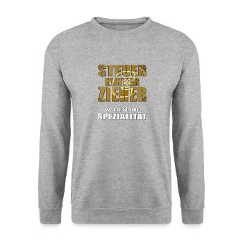 STEUERHINTERZIEHER - Unisex Pullover - Weißgrau meliert - Vorne - Alina (178cm) & Michal (187cm)