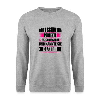 Erzgebirge Frau Namen Sachsen Beatrix - Unisex Pullover - Weißgrau meliert - Vorne - Alina (178cm) & Michal (187cm)