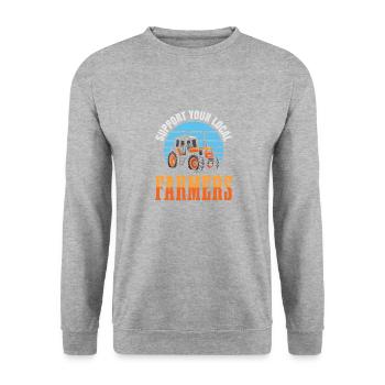 Support your local farmers for everyone - Unisex Sweatshirt - salt & pepper - Front - Alina (178cm) & Michal (187cm)