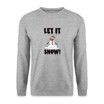 Halloween Gruseliger Schneemann Gespenstischer - Unisex Pullover - Weißgrau meliert - Vorne - Alina (178cm) & Michal (187cm)