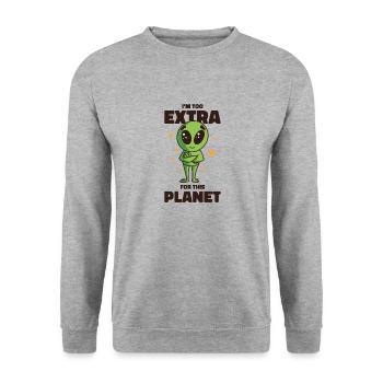 Alien Extrovert Extraterrestrial Beings Cool Alien - Unisex Sweatshirt - salt & pepper - Front - Alina (178cm) & Michal (187cm)
