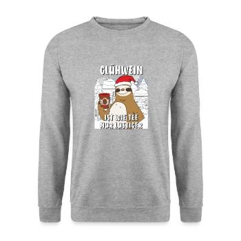 WEIHNACHTEN GLÜHWEIN IST WIE TEE - Unisex Pullover - Weißgrau meliert - Vorne - Alina (178cm) & Michal (187cm)