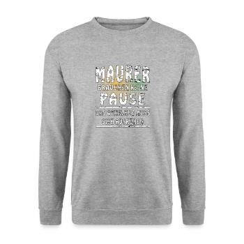 MAURER BRAUCHEN KEINE PAUSE - Unisex Pullover - Weißgrau meliert - Vorne - Alina (178cm) & Michal (187cm)