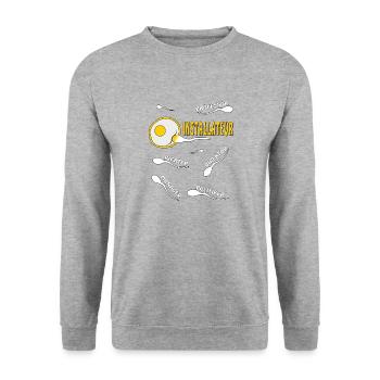 INSTALLATEUR - Unisex Pullover - Weißgrau meliert - Vorne - Alina (178cm) & Michal (187cm)
