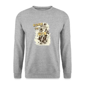 FUßBALL BORN TO WIN - Unisex Pullover - Weißgrau meliert - Vorne - Alina (178cm) & Michal (187cm)