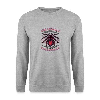 Ja, Ich Brauche Wirklich Alle Diese Taranteln - Unisex Pullover - Weißgrau meliert - Vorne - Alina (178cm) & Michal (187cm)