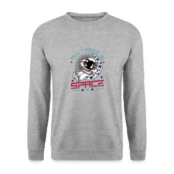 J’ai juste besoin d’espace, astronaute. - Sweat-shirt Unisexe - gris chiné - Devant - Alina (178cm) & Michal (187cm)