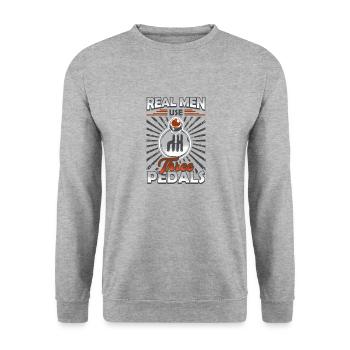 Echte Männer Benutzen Drei Pedale, Auto Schalten. - Unisex Pullover - Weißgrau meliert - Vorne - Alina (178cm) & Michal (187cm)