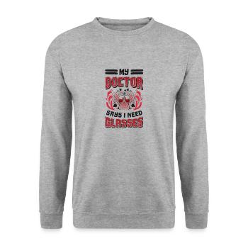 Mein Arzt Sagt, Ich Brauche Gläser, Weinliebhaber. - Unisex Pullover - Weißgrau meliert - Vorne - Alina (178cm) & Michal (187cm)