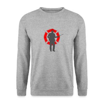 Feuerwehrmann - Unisex Pullover - Weißgrau meliert - Vorne - Alina (178cm) & Michal (187cm)