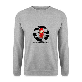 Feuerwehrmann - Unisex Pullover - Weißgrau meliert - Vorne - Alina (178cm) & Michal (187cm)