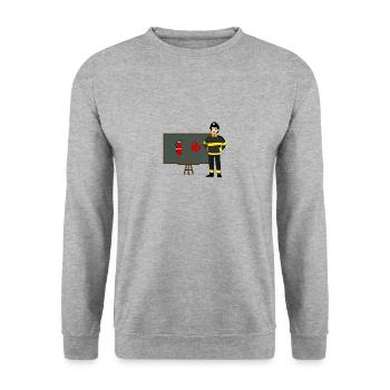Feuerwehrmann - Unisex Pullover - Weißgrau meliert - Vorne - Alina (178cm) & Michal (187cm)