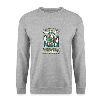 Ruhestandsplan, Wandern, Rentner, Wanderer. - Unisex Pullover - Weißgrau meliert - Vorne - Alina (178cm) & Michal (187cm)