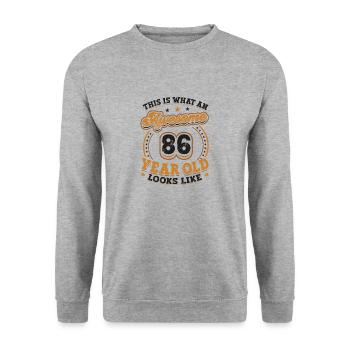 This is what a great 86-year-old looks like. - Unisex Sweatshirt - salt & pepper - Front - Alina (178cm) & Michal (187cm)