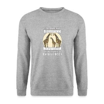WENN DU DENKST GIRAFFEN SIND BLÖD DANN DENKE I - Unisex Pullover - Weißgrau meliert - Vorne - Alina (178cm) & Michal (187cm)