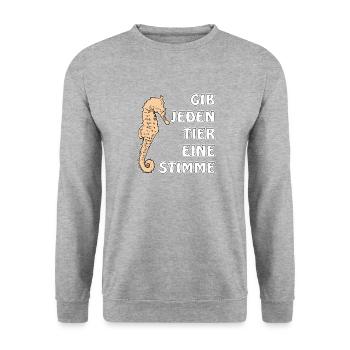 GIB JEDEN TIER EINE STIMME - Unisex Pullover - Weißgrau meliert - Vorne - Alina (178cm) & Michal (187cm)