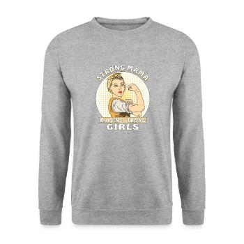 MAMAN FORTE ÉLEVANT DES FILLES FORTES - Sweat-shirt Unisexe - gris chiné - Devant - Alina (178cm) & Michal (187cm)