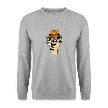 Detective Ostrich Animal Smoking Formal Suit - Unisex Sweatshirt - salt & pepper - Front - Alina (178cm) & Michal (187cm)