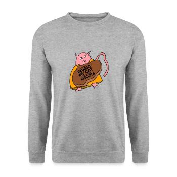 Grandma Taught My Cat How To Make Biscuits - Unisex Sweatshirt - salt & pepper - Front - Alina (178cm) & Michal (187cm)