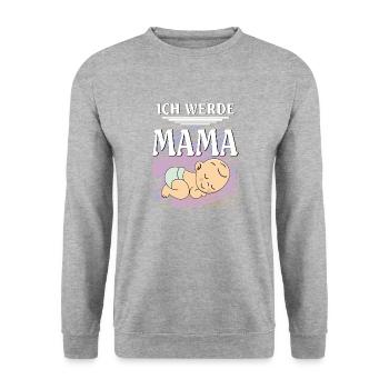 ICH WERDE MAMA - Unisex Pullover - Weißgrau meliert - Vorne - Alina (178cm) & Michal (187cm)