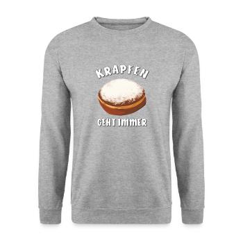 KRAPFEN GEHT IMMER - Unisex Pullover - Weißgrau meliert - Vorne - Alina (178cm) & Michal (187cm)