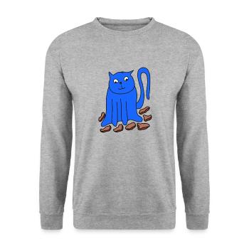 Just A Cat Who Loves Eating Biscuits - Unisex Sweatshirt - salt & pepper - Front - Alina (178cm) & Michal (187cm)