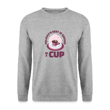 Weihnachten Schneekugel Kaffee Koffein Liebhaber - Unisex Pullover - Weißgrau meliert - Vorne - Alina (178cm) & Michal (187cm)