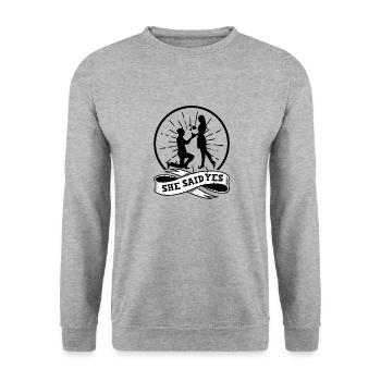 Proposition de fiançailles de couple de la Saint-Valentin Journée du cœur - Sweat-shirt Unisexe - gris chiné - Devant - Alina (178cm) & Michal (187cm)