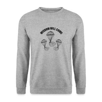Sarcasm Wisdom Becomes Coming Brain Know-it-All - Unisex Sweatshirt - salt & pepper - Front - Alina (178cm) & Michal (187cm)