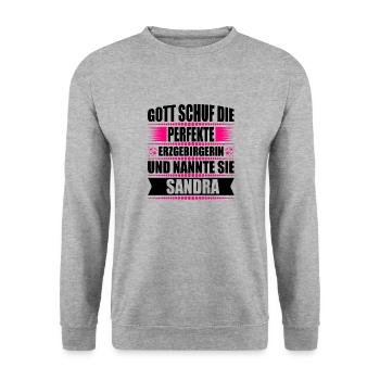 Erzgebirge Frau Namen Sachsen Sandra - Unisex Pullover - Weißgrau meliert - Vorne - Alina (178cm) & Michal (187cm)
