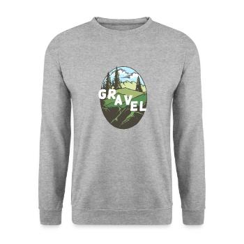 Gravel Natur vintage outdoor Wald Wiese Geschenk - Unisex Pullover - Weißgrau meliert - Vorne - Alina (178cm) & Michal (187cm)