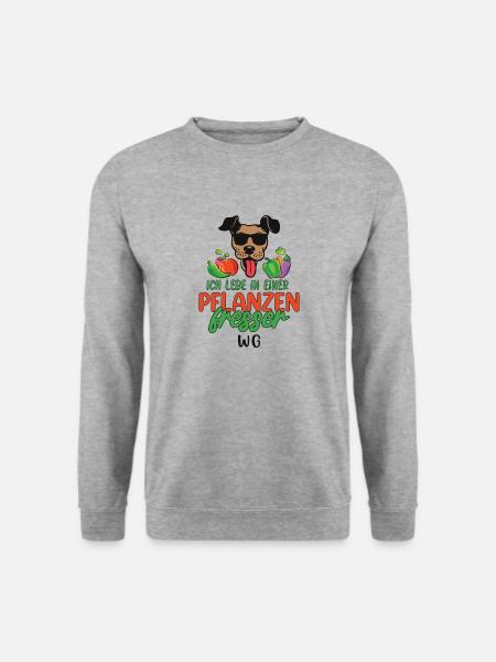 Ich lebe in einer Pflanzenfresser-WG - Unisex Pullover - Weißgrau meliert