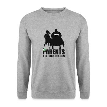 My Parents Are Superheroes - Unisex Sweatshirt - salt & pepper - Front - Alina (178cm) & Michal (187cm)