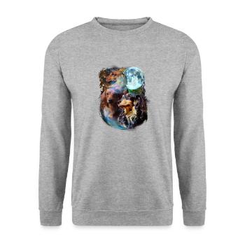 3 Moon Dachshund Dog Lover Cool Animal Pet Novelty - Unisex Sweatshirt - salt & pepper - Front - Alina (178cm) & Michal (187cm)