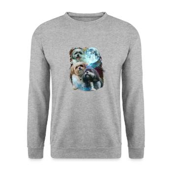 3 Moon Shih Tzu Dog Lover Cool Animal Pet Novelty - Unisex Sweatshirt - salt & pepper - Front - Alina (178cm) & Michal (187cm)